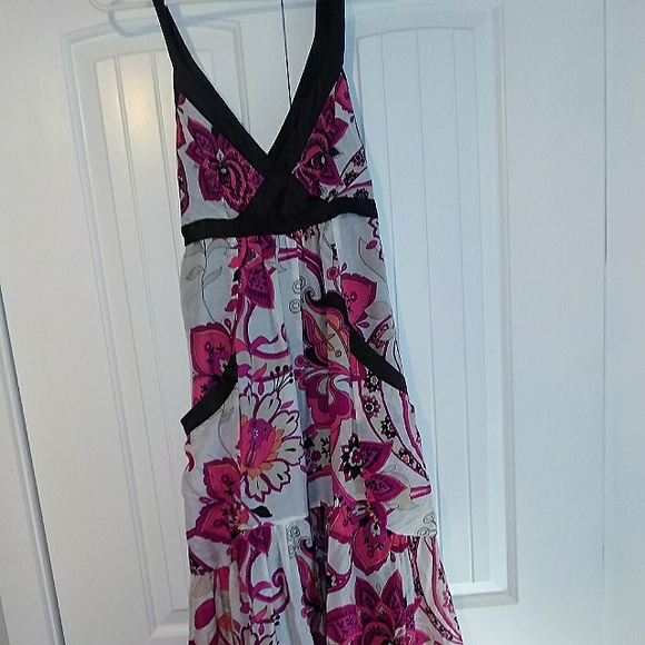 bebe Maxi Dress Size M multi-colored pink/orange/ brown - Picture 2 of 6